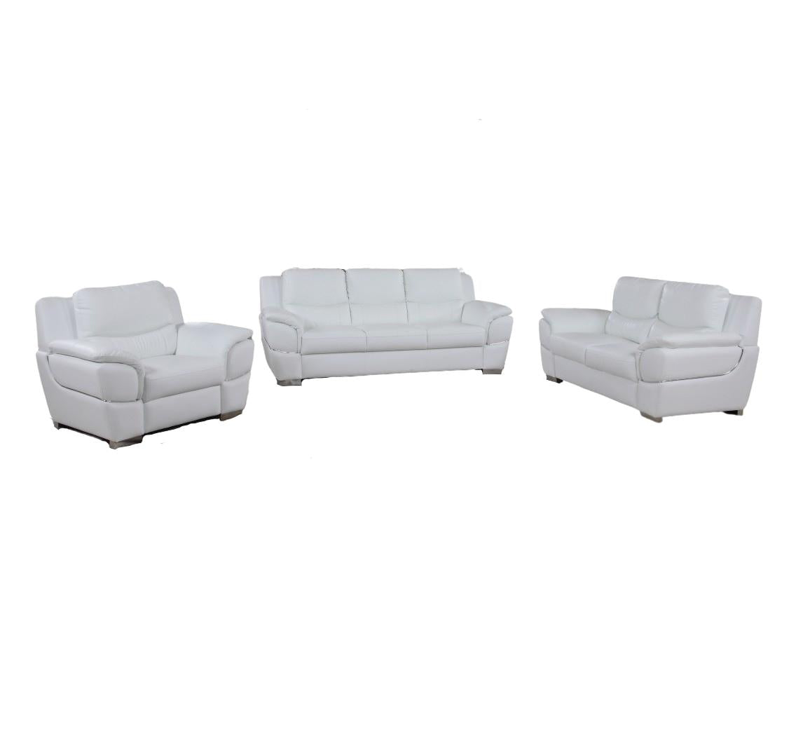 The Bellamy – 3-Piece White Genuine Leather Seating Set