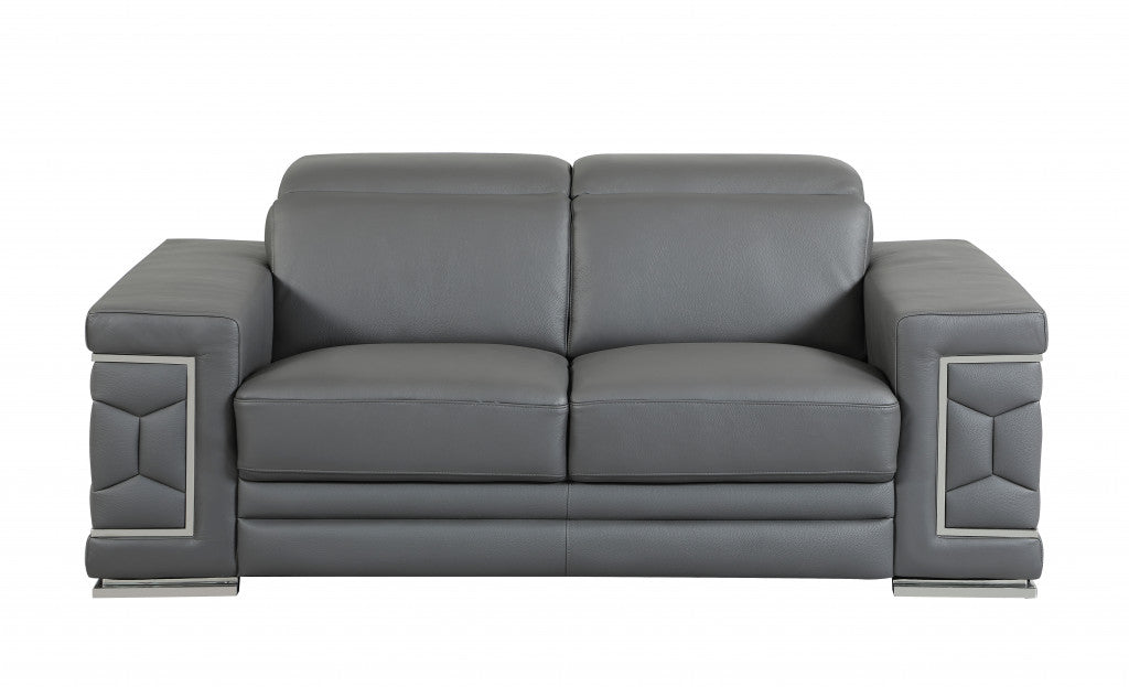 The Bella – Gray Genuine Leather Loveseat