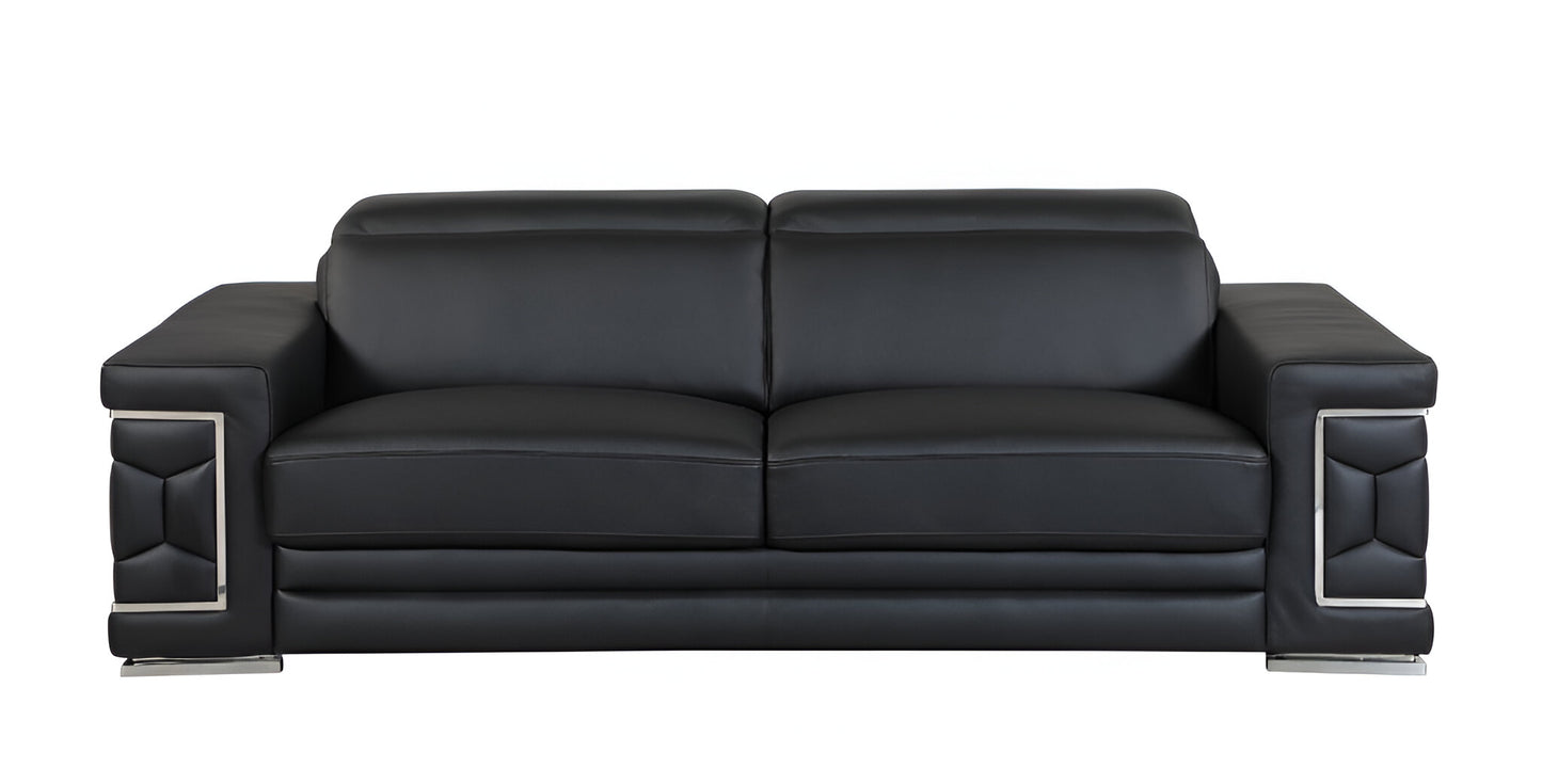 Milan Leather Sofa - Black