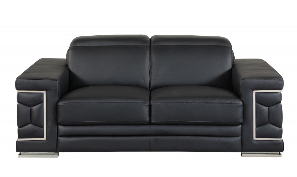 Milan Leather Loveseat – Black