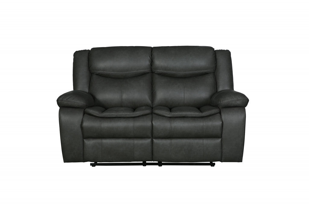 The Hartley – Gray Faux Leather Manual Reclining Loveseat