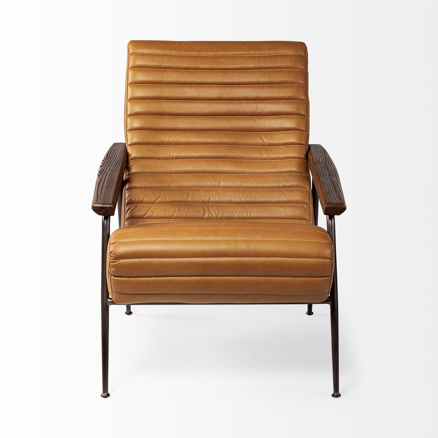 The Rowan – Tan & Black Faux Leather Tufted Lounge Chair