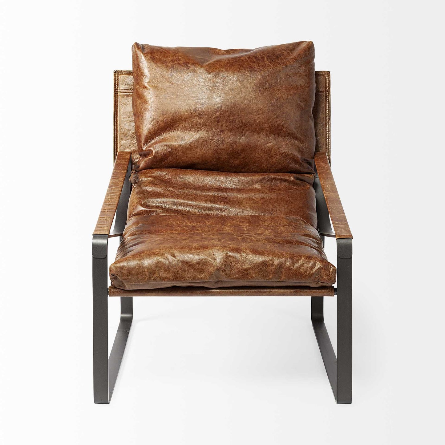 The Santee – Brown & Black Leather Distressed Lounge Chair