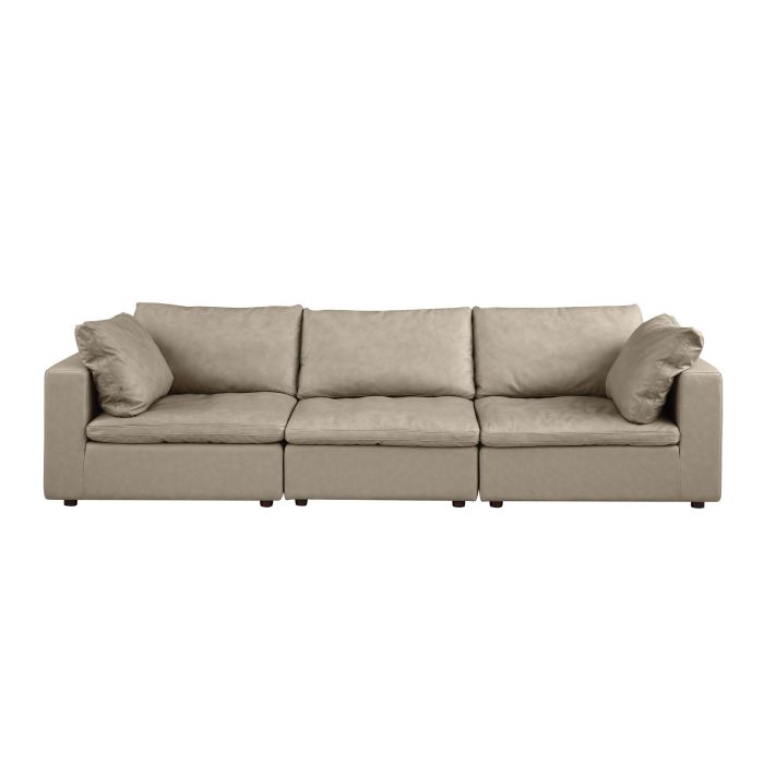 The Montclair – Beige Modular Italian Leather Sofa