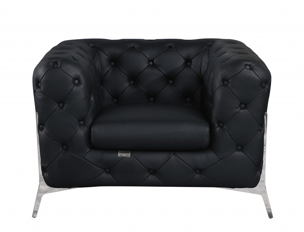 The Abigail – Black Italian Leather Accent Chair