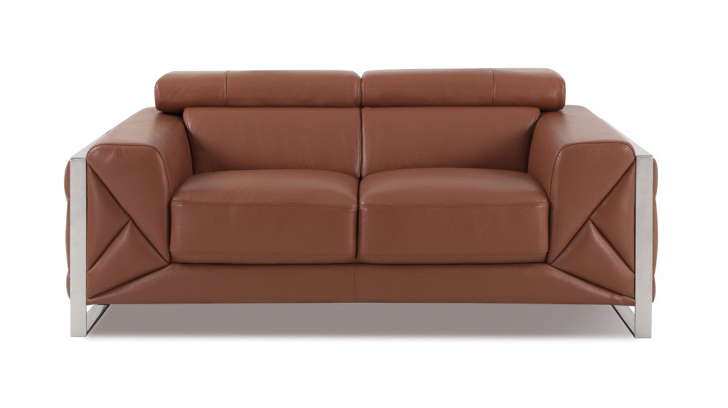 The Capri – Camel Italian Leather Loveseat