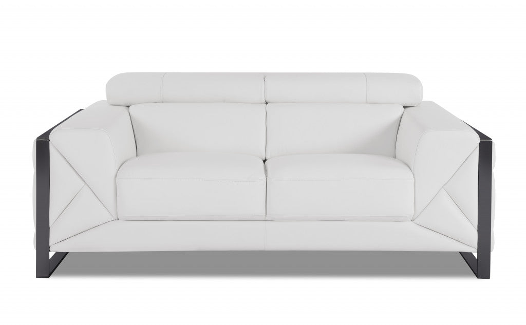 The Noir – White Italian Leather Loveseat