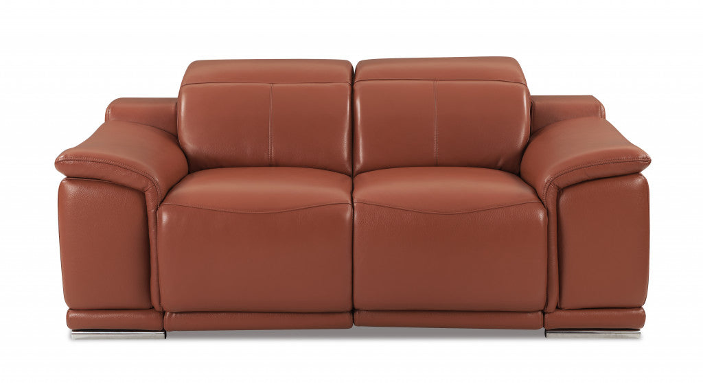 The Siena – Camel Italian Leather Power Reclining Loveseat