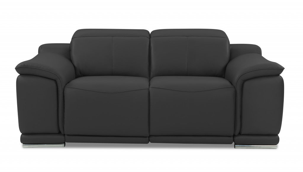 The Ashford – Gray Italian Leather Power Reclining Loveseat