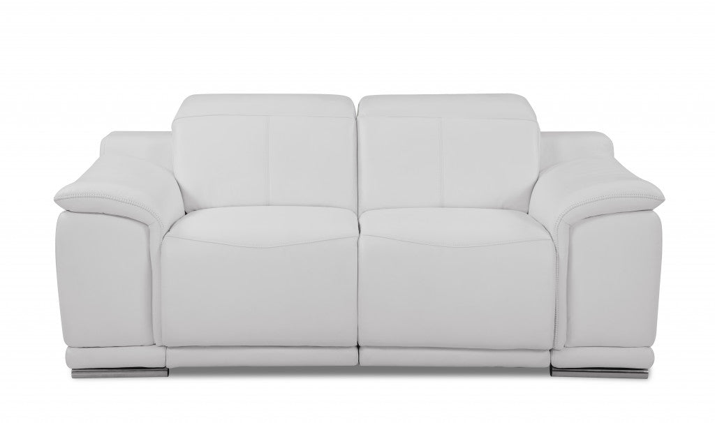 The Celeste – White Italian Leather Power Reclining Loveseat
