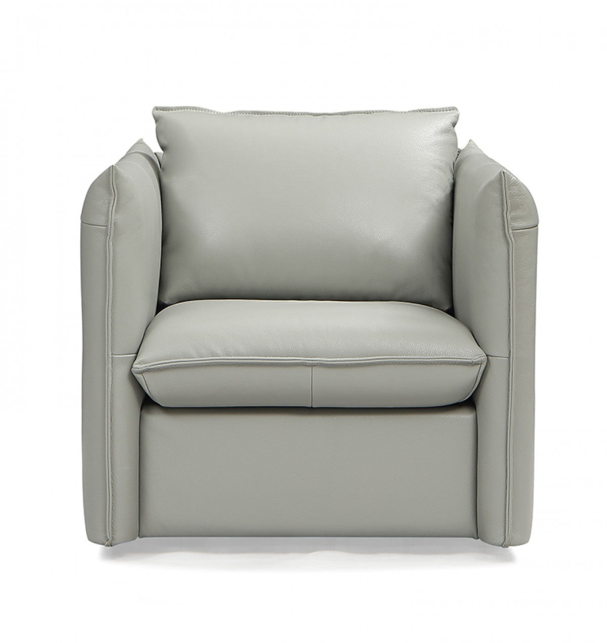 The Halcyre – Gray & Silver Genuine Leather Swivel Lounge Chair