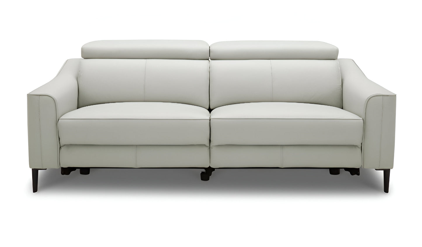 The Draven – Gray Leather Power Reclining Sofa