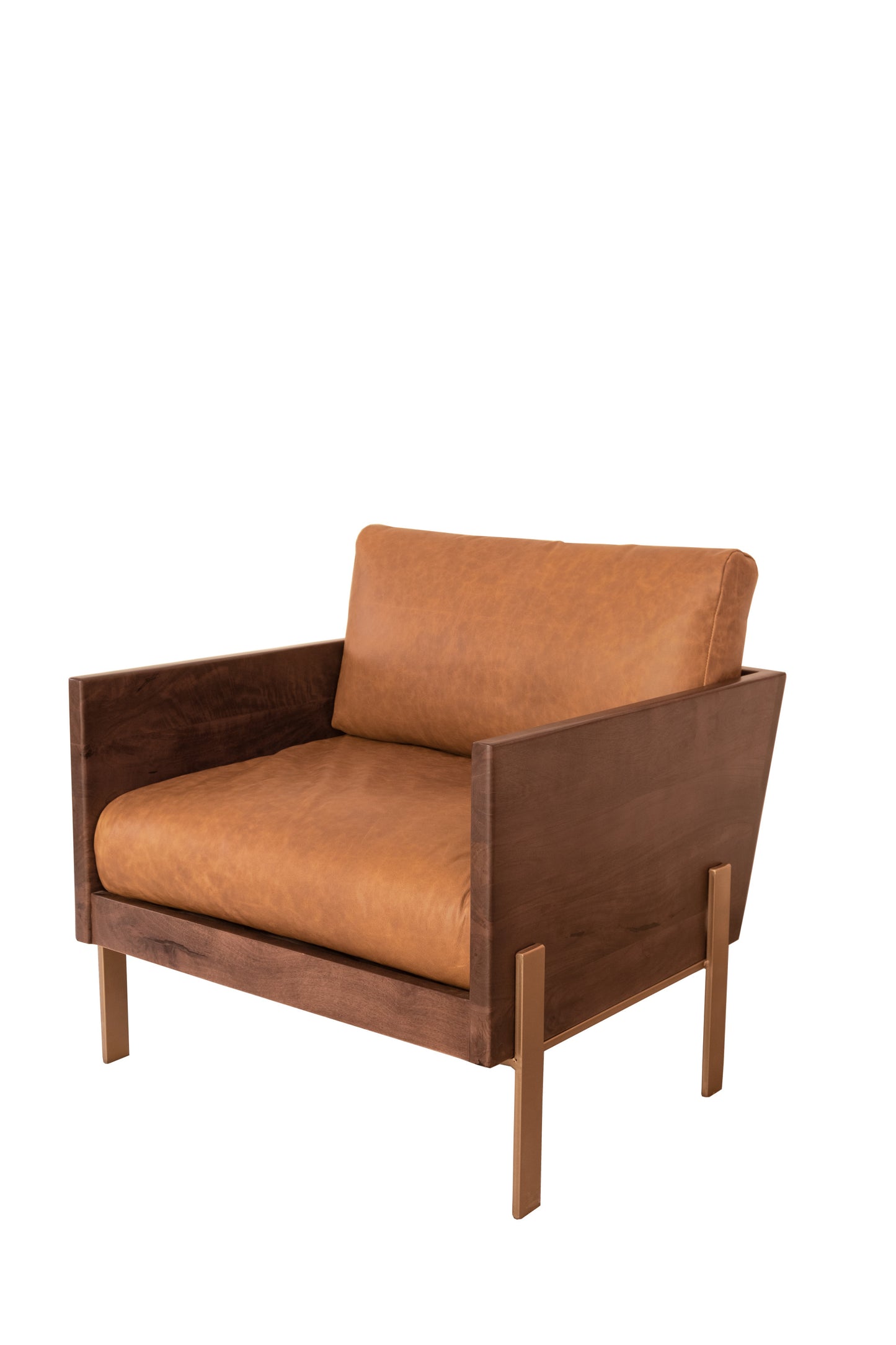 The Sawyer – Brown Top Grain Leather & Solid Wood Arm Chair