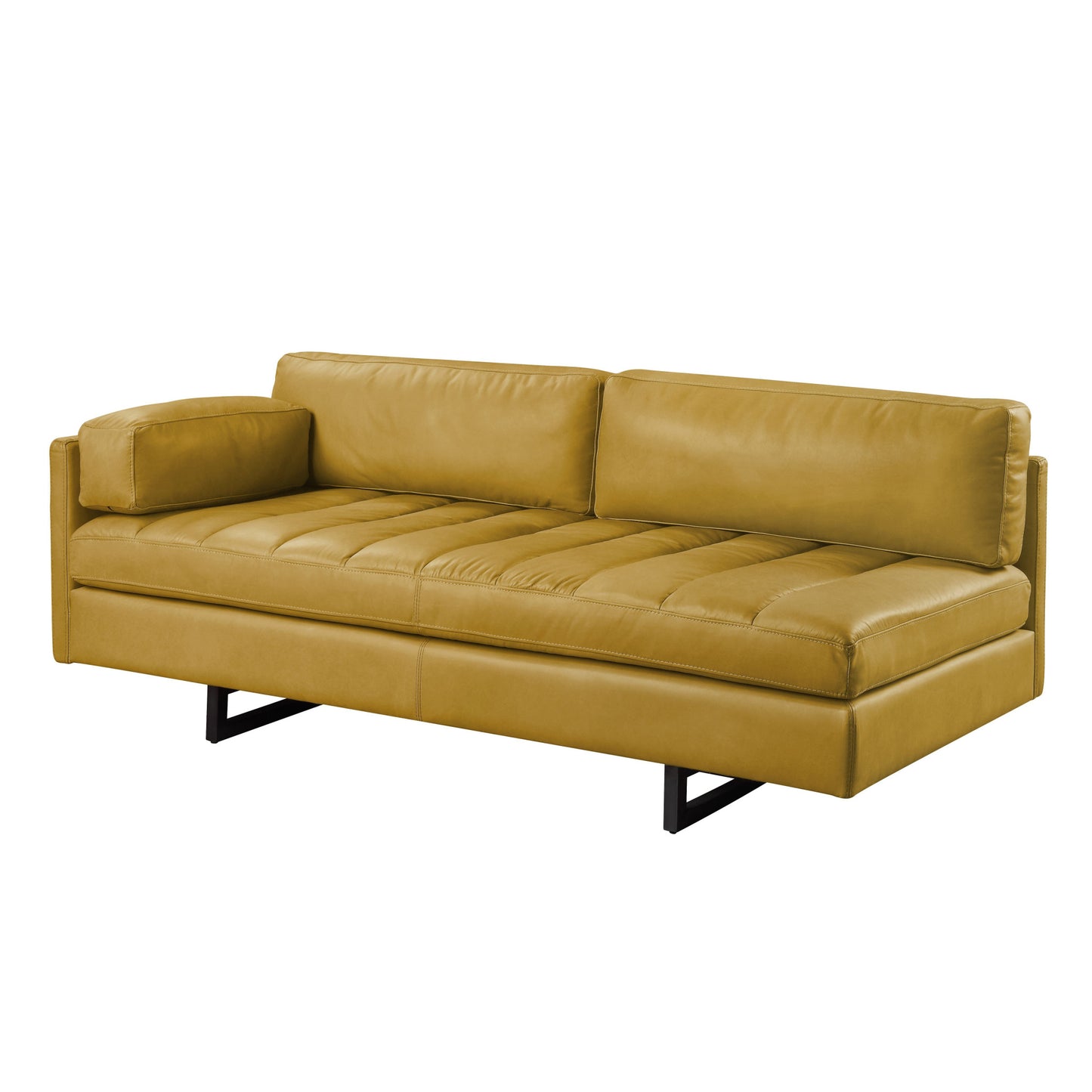 The Soryn Vale – Mustard Top Grain Leather Sofa with Black Legs