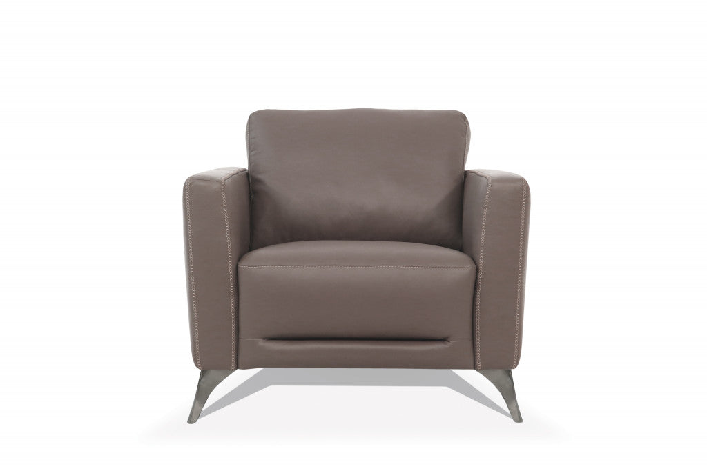 The Preston – Taupe & Black Genuine Leather Arm Chair
