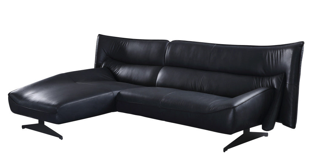 The Varellan – Dark Gray Top Grain Leather L-Shaped Two Piece Sofa & Chaise Sectional
