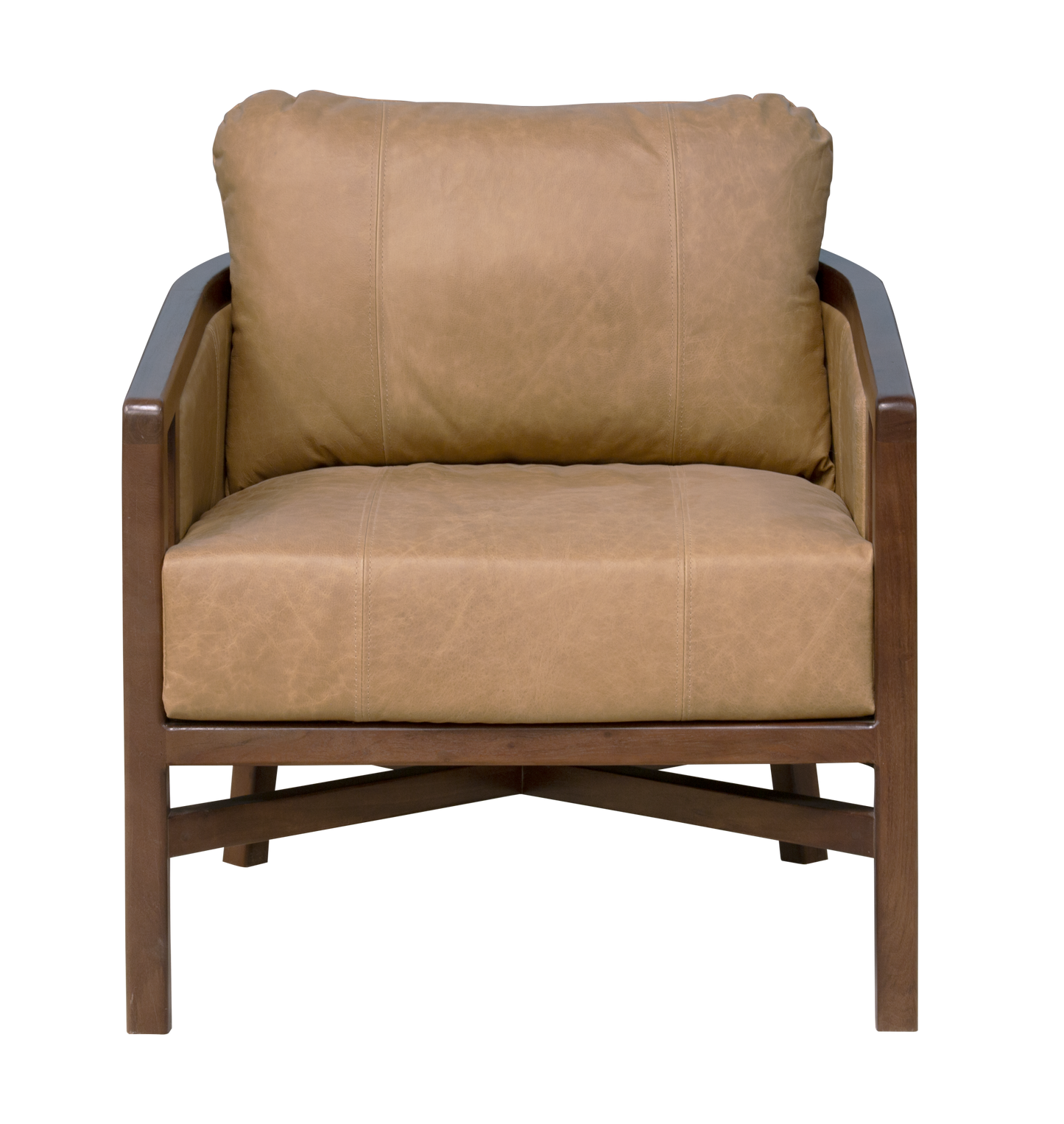 The Marcellen – Brown Genuine Leather Arm Chair