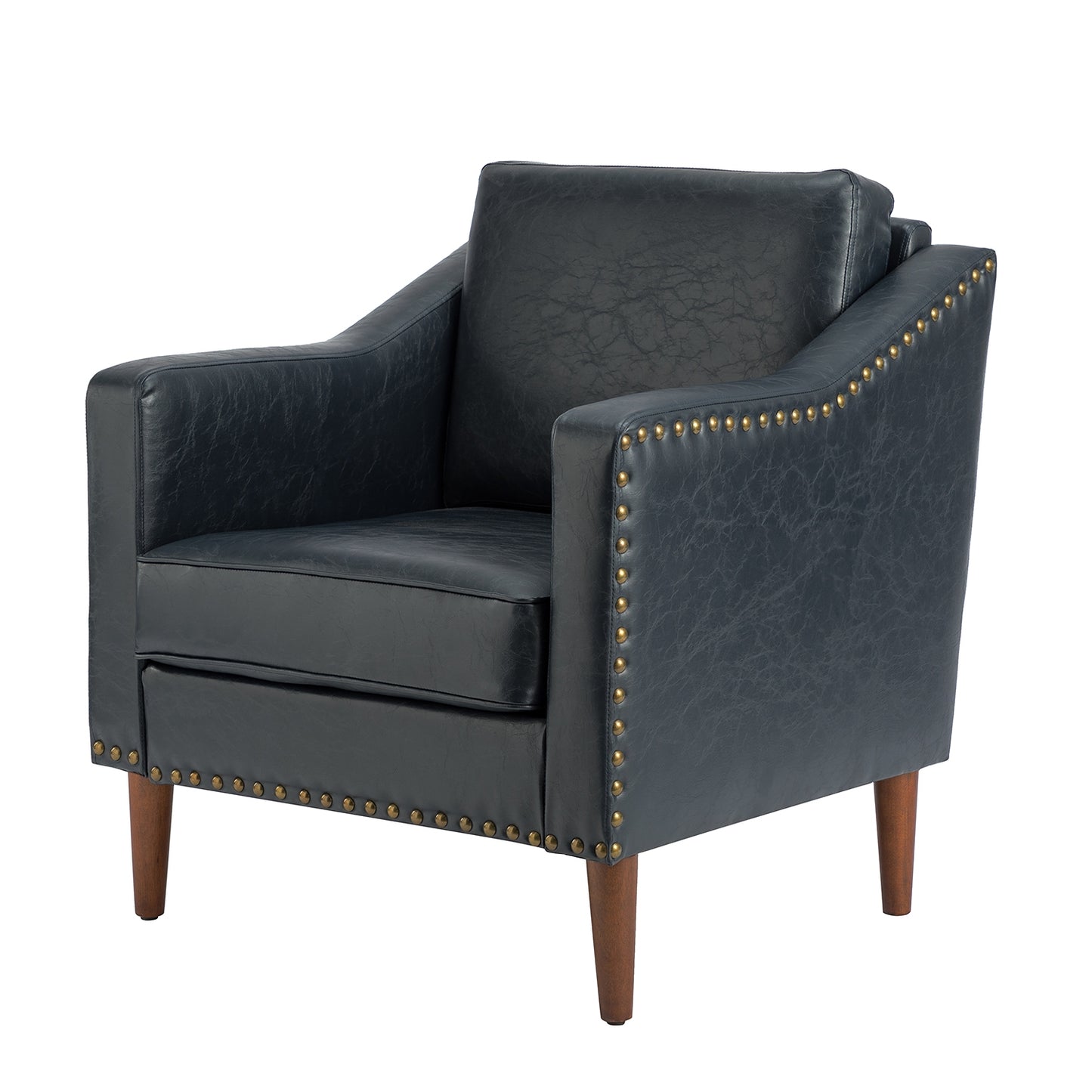Bonita Vegan Leather Armchair – Navy Nailhead Accent Chair