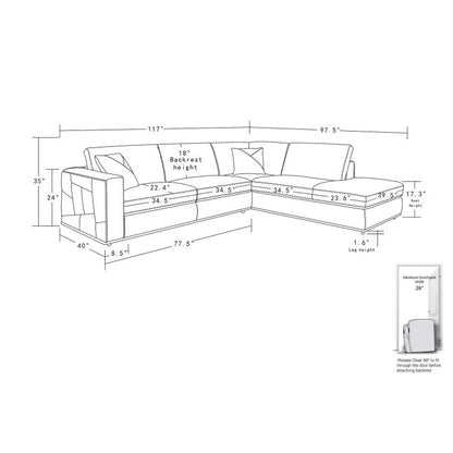 The Valerio – Cream Italian Leather Right-Arm Facing Sectional