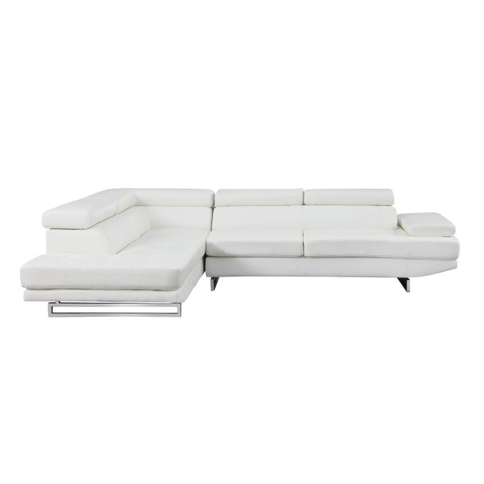 The Alessio – White Leather Left-Arm Facing Chaise Sectional