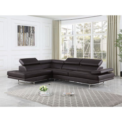 The Ravello – Brown Leather Left-Arm Facing Chaise Sectional