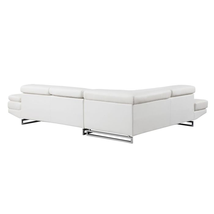 The Alessio – White Leather Left-Arm Facing Chaise Sectional