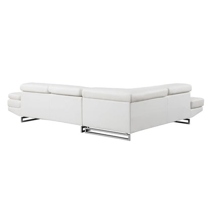 The Alessio – White Leather Left-Arm Facing Chaise Sectional