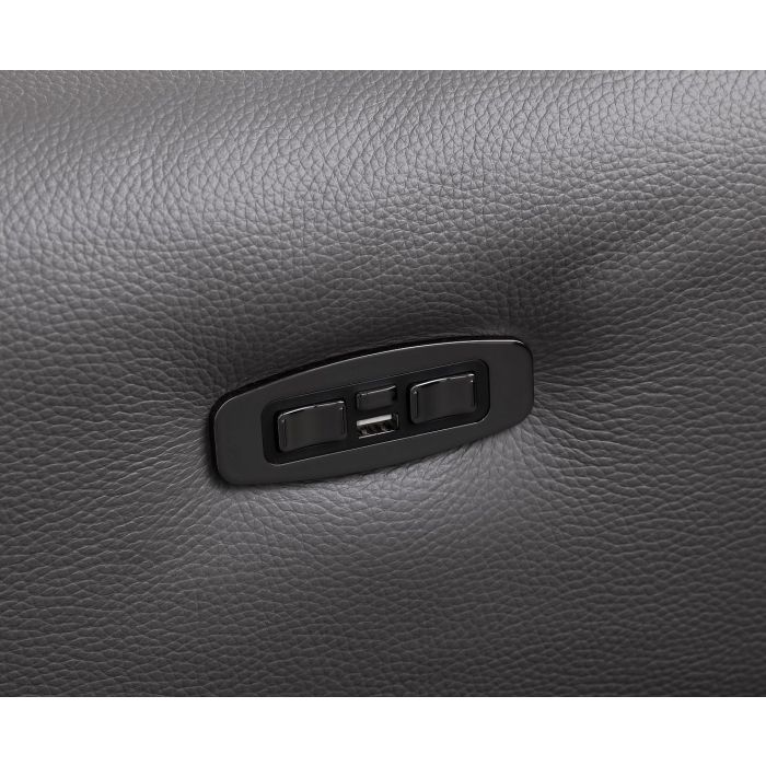 The Serrano – Dark Gray Genuine Leather Dual Power Reclining Console Loveseat