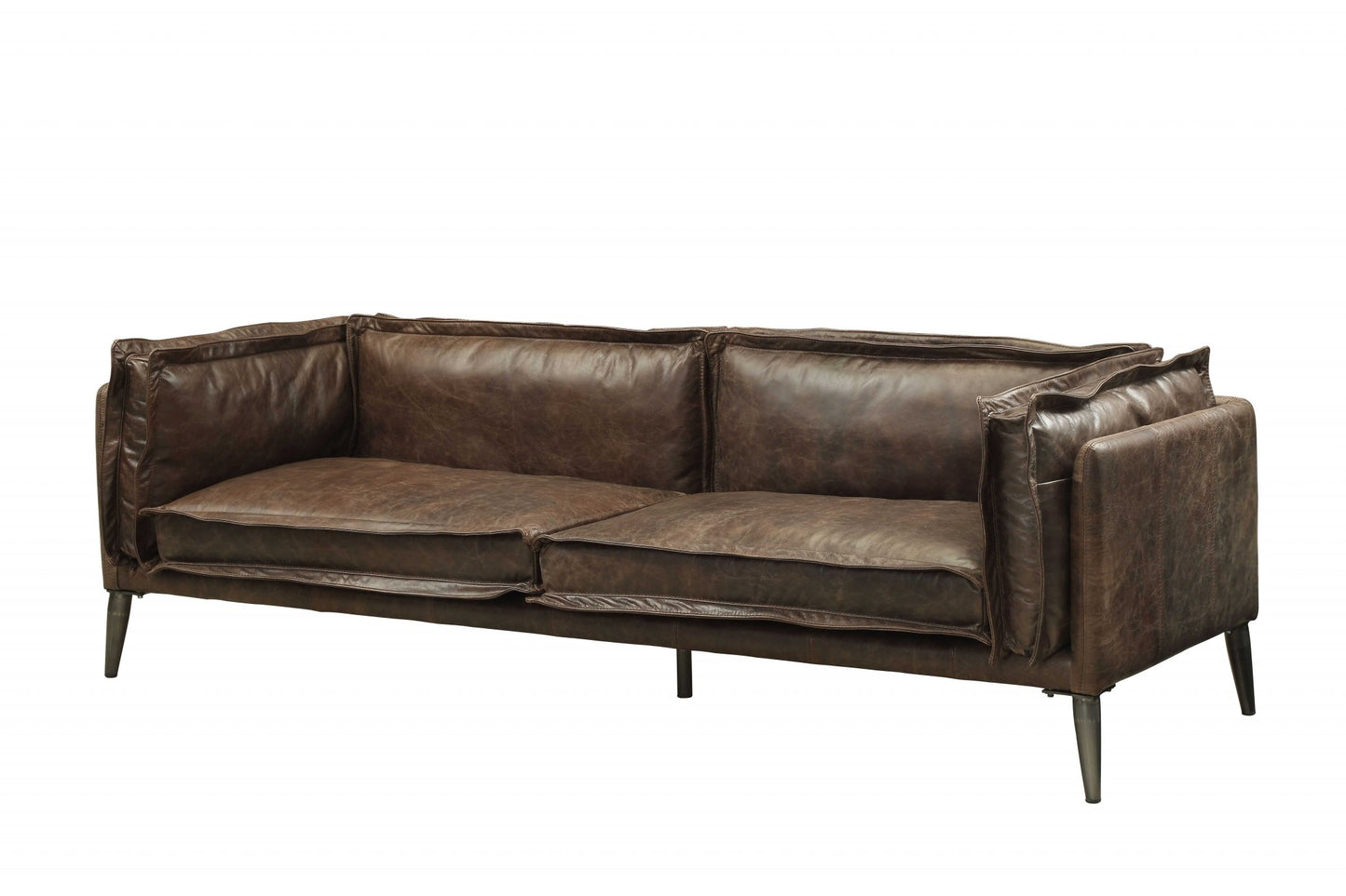 The Caldwell – Chocolate Top Grain Leather Sofa with Dark Brown Legs