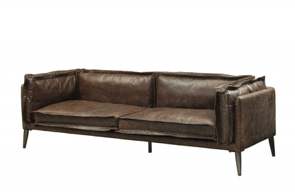 The Caldwell – Chocolate Top Grain Leather Sofa with Dark Brown Legs