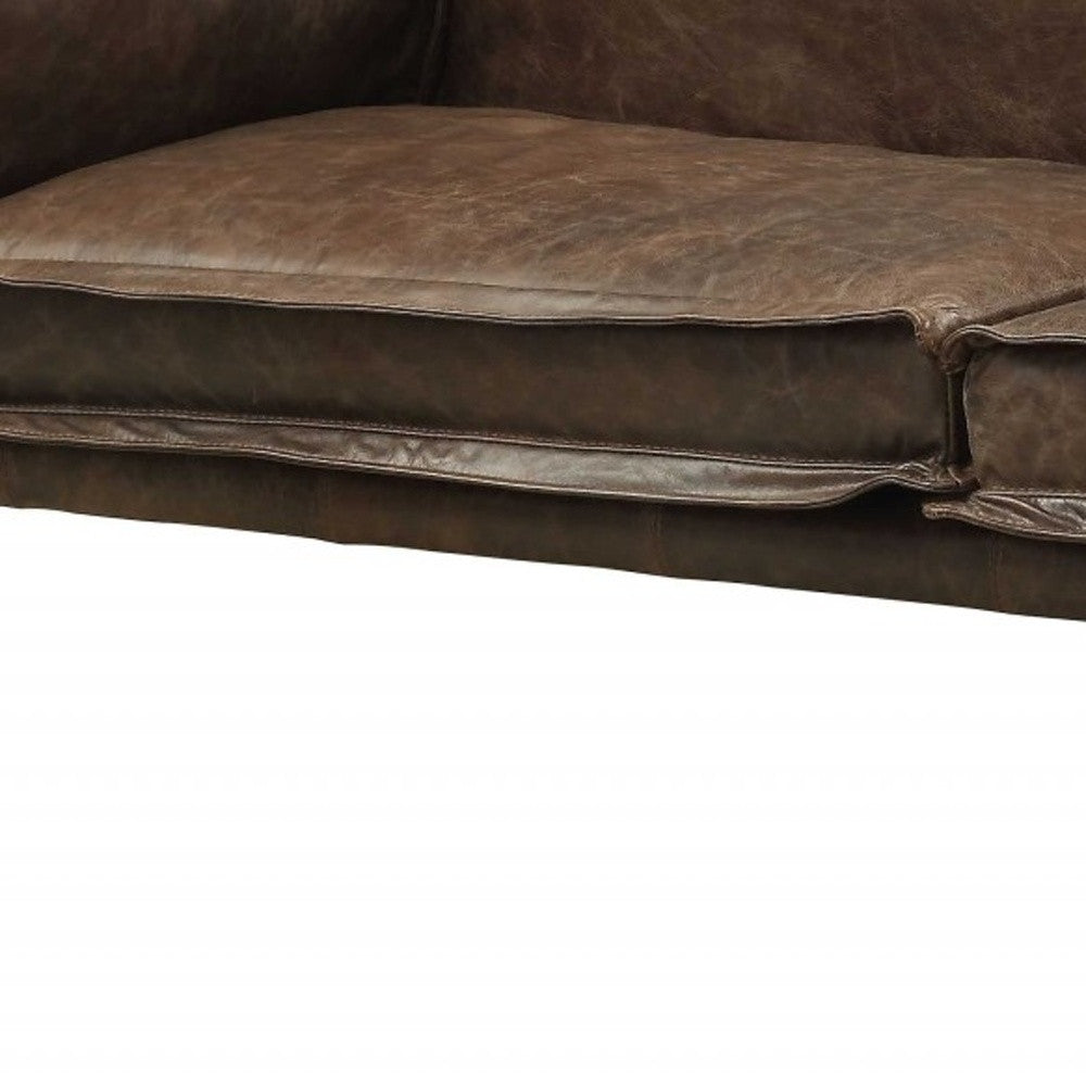 The Caldwell – Chocolate Top Grain Leather Sofa with Dark Brown Legs
