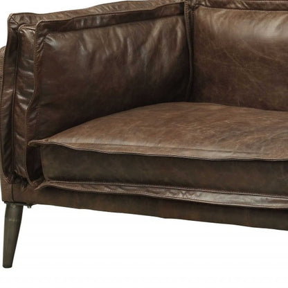 The Caldwell – Chocolate Top Grain Leather Sofa with Dark Brown Legs