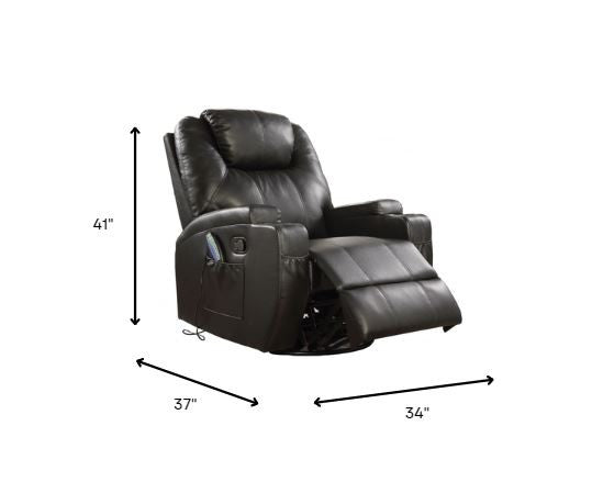 Barnett Heated Massage Recliner – Black Leather Match