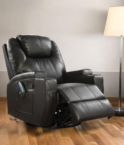 Barnett Heated Massage Recliner – Black Leather Match