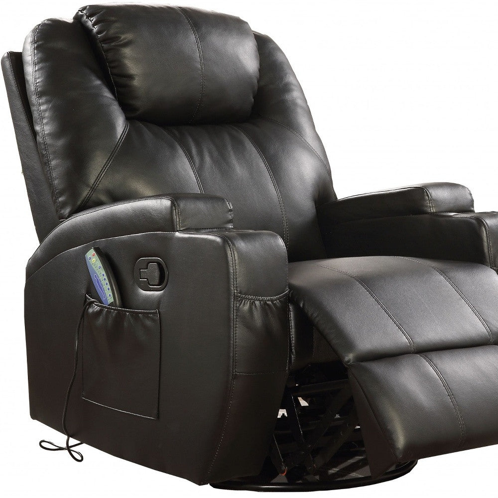Barnett Heated Massage Recliner – Black Leather Match