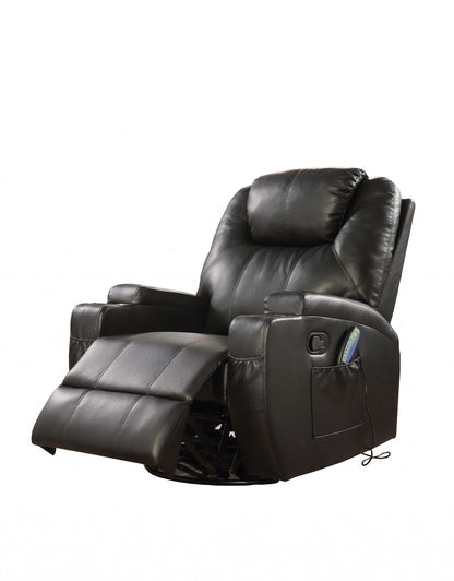 Barnett Heated Massage Recliner – Black Leather Match