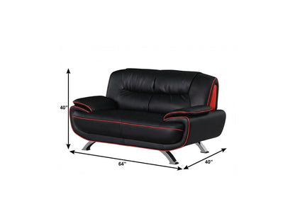 The Calder – Black & Silver Faux Leather Loveseat