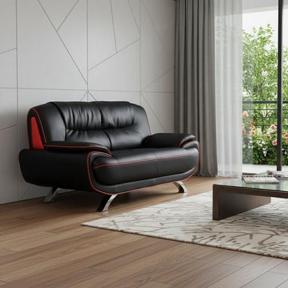 The Calder – Black & Silver Faux Leather Loveseat