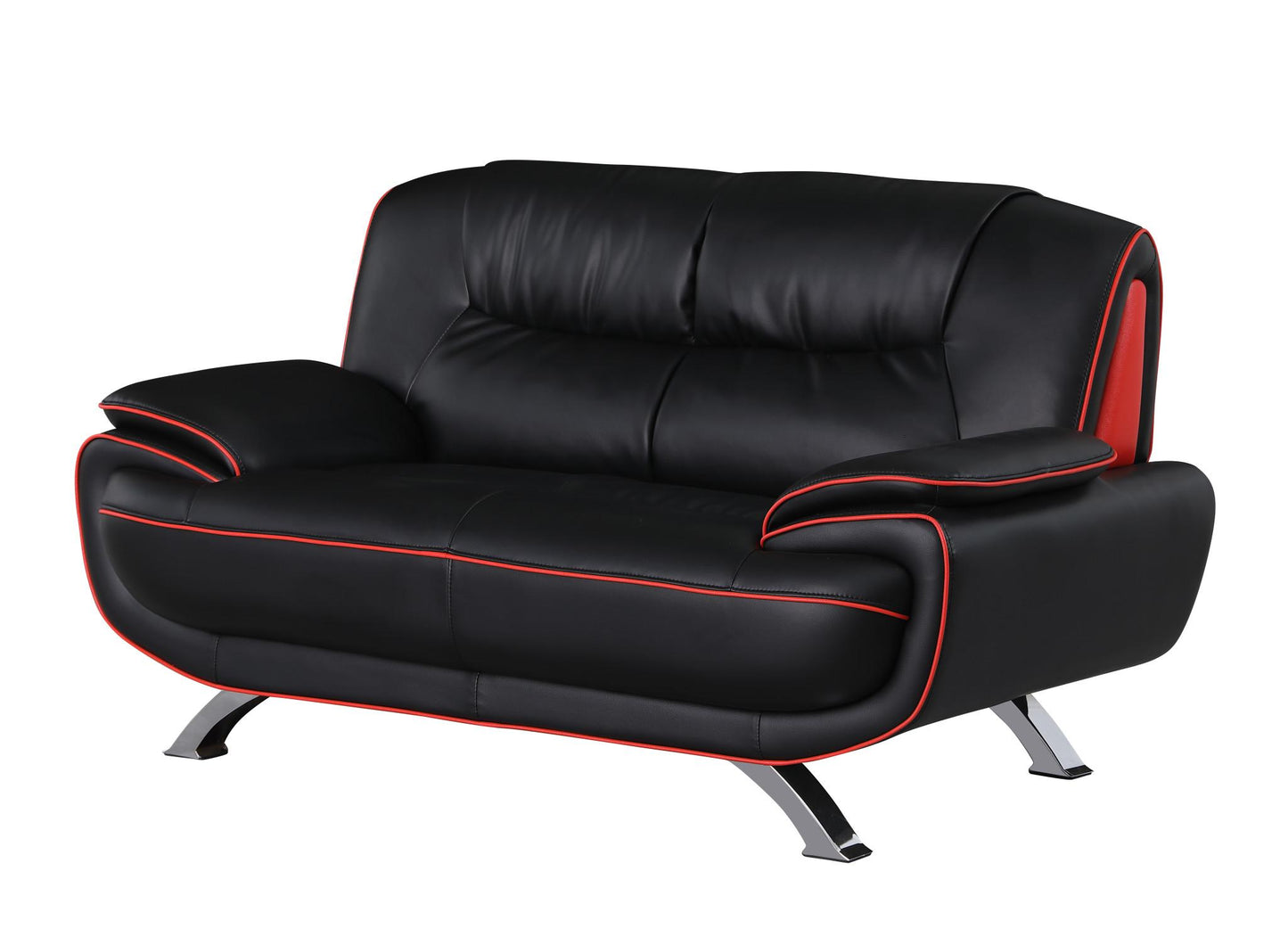 The Calder – Black & Silver Faux Leather Loveseat