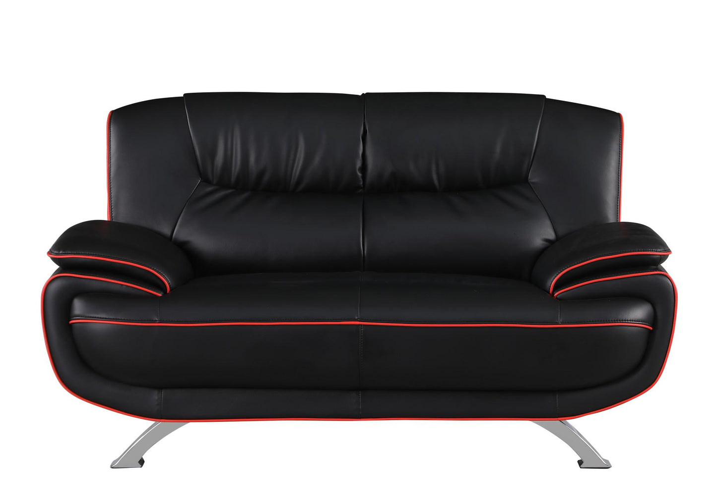 The Calder – Black & Silver Faux Leather Loveseat