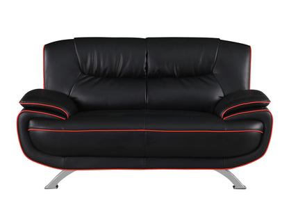 The Calder – Black & Silver Faux Leather Loveseat
