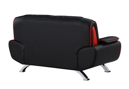 The Calder – Black & Silver Faux Leather Loveseat