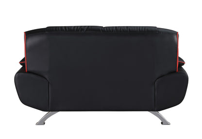 The Calder – Black & Silver Faux Leather Loveseat