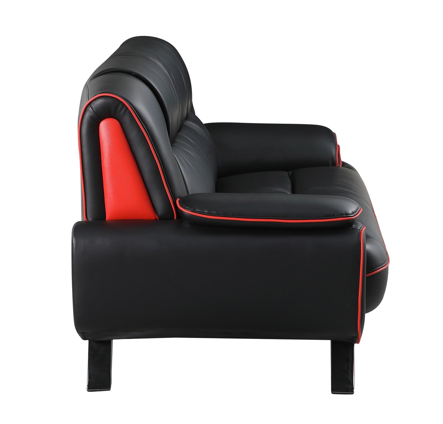The Calder – Black & Silver Faux Leather Loveseat