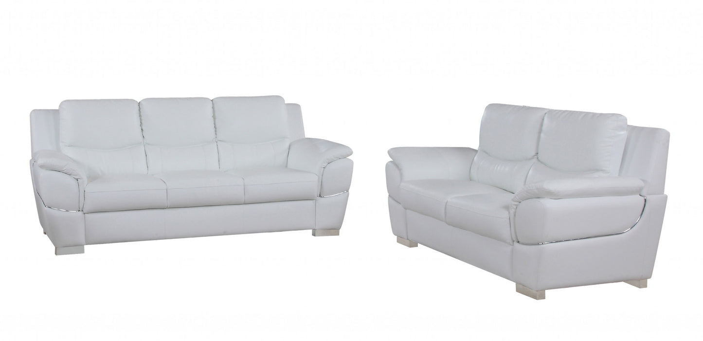 The Bellamy – 3-Piece White Genuine Leather Seating Set