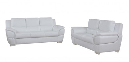 The Bellamy – 3-Piece White Genuine Leather Seating Set