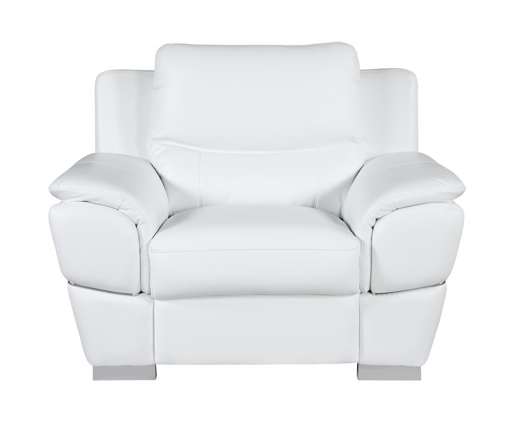 The Bellamy – 3-Piece White Genuine Leather Seating Set