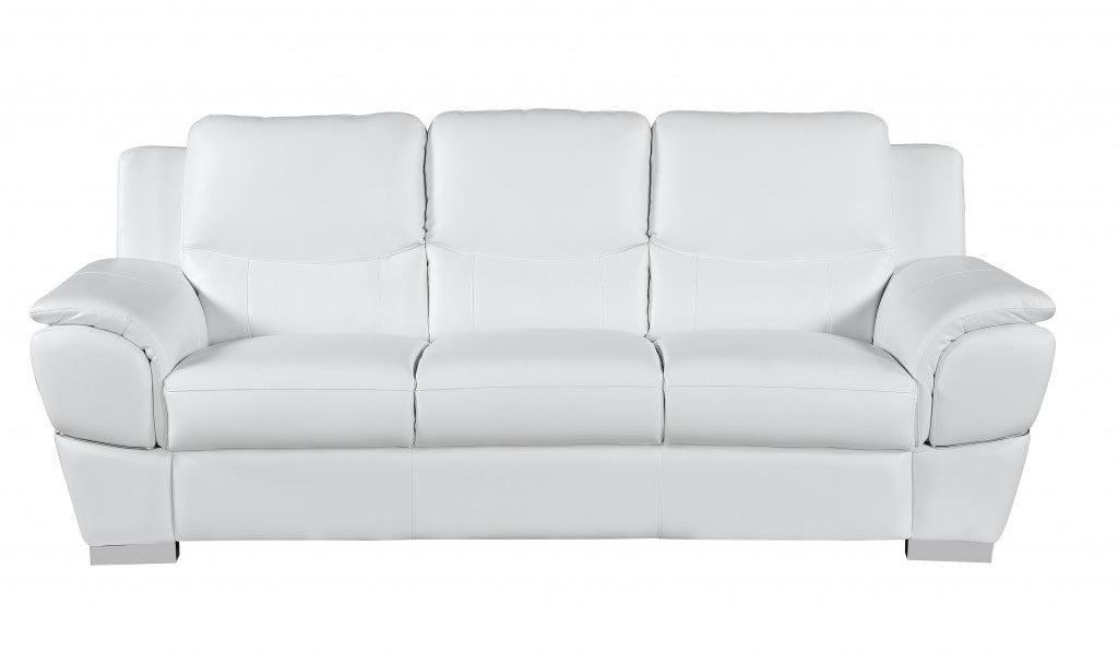 The Bellamy – 3-Piece White Genuine Leather Seating Set