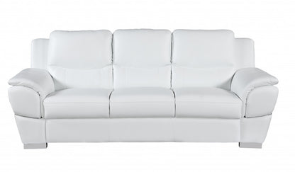 The Bellamy – 3-Piece White Genuine Leather Seating Set