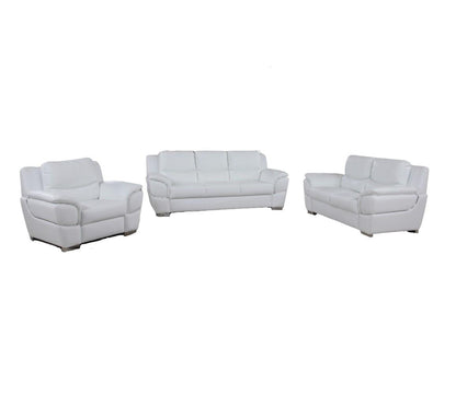 The Bellamy – 3-Piece White Genuine Leather Seating Set